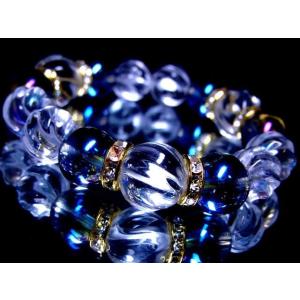 天然石 数珠ブレスレット トルネード水晶14ミリ 12ミリ ブルーオーラ12ミリ プレゼント