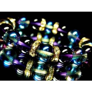 天然石 数珠ブレスレット ブルーオーラ 守り本尊十二支梵字オニキス12