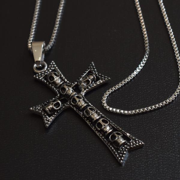 ペンダントトップキャンペーン！！ ステンレス トップ ヘッドスカルクロス / 20代 30代 40代...