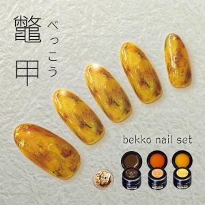 べっ甲ネイルセット 秋ネイル ジェルネイル 【ネコポス対応】｜g-nail