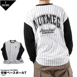 グッドウェア ナツメグ Tシャツ 長袖 goodwear nutmeg ベースボールシャツ ベースボール カレッジ デザイン おしゃれ メンズ｜g-passio