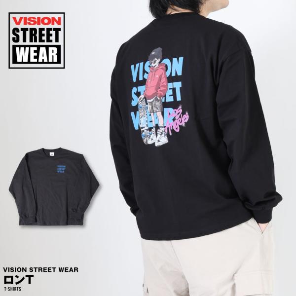 VISION STREET WEAR ビジョンストリートウェアー イラストタッチ イラスト 長袖Tシ...