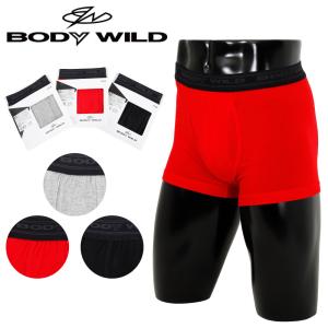 BODY WILD ボディワイルド メンズ 前あき ボクサー ブリーフ 紳士 パンツ ストレッチ 快適フィット 綿混 ゴム BWB085J ブラック レッド グレー