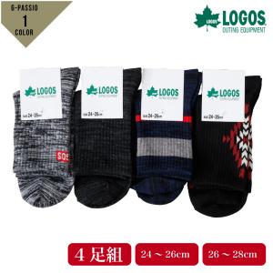 LOGOS ロゴス メンズ ソックス 紳士 靴下 福袋 4足組 クルー丈 グレー ネイビー ブラック