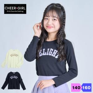 チアガール Tシャツ 女の子 ロゴ アップリケ 女の子 綿100% キッズ 長袖 CHEERGIRL 140 150 160 お花 可愛い｜g-passio