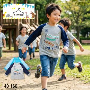 バブチップ Ｔシャツ 長袖 長そで 子供 キッズ 男の子 ロンT アップリケ 電車 新幹線 乗り物 動物 鯉のぼりこいのぼり こども 春 秋
