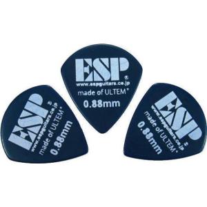 ESP 【PJ-PSU088 Blue】 TEAR DROP JAZZ ULTEM 0.88mm PICKS 滑り止めロゴ ピック ３枚セット (ジャズ型 ブルー ウルテム 0.88mm)｜g-sakai