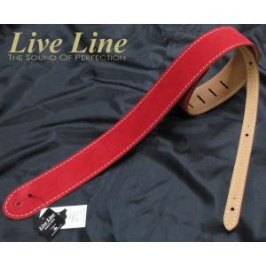 Live Line YMS38RED Made in Japan ライブライン 国産 レザー 本革 スタンダードスタイル スエード・ギターストラップ レッド｜g-sakai