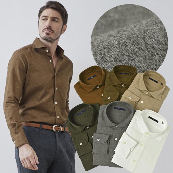 ジーステージ G-STAGE メンズ シャツ 長袖 メランジ ライトネル カッタウェイ ドレスシャツ...