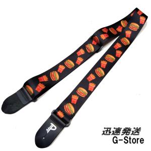 Perri's ギターストラップ LPCP-7204 ハンバーガー＆ポテト柄 2inch BURGER&FRIES POLYSTER GUITAR STRAP ペリーズ