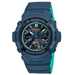G-SHOCK Gショック ジーショック カシオ CASIO アナデジ 腕時計 電波 ネイビー ターコイズブルー AWG-M100SCC-2AJF 国内正規モデル