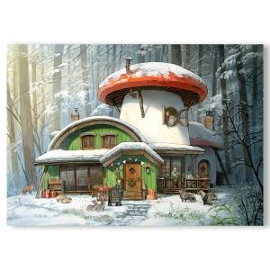 深い森のブックカフェ　キャンバスプリント作品（A3サイズ）