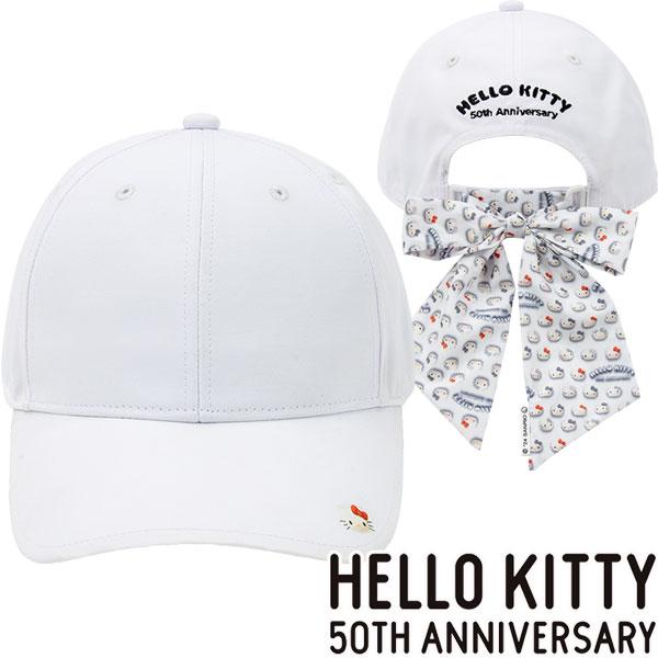 【送料無料】 HELLO KITTY ハロー・キティ 50周年 ゴルフ キティリボン付き キャップ ...
