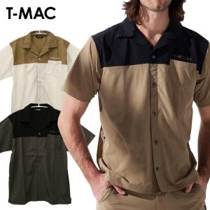 T-MAC ティーマック ゴルフ バイカラー開襟 半袖シャツ メンズ 2024春夏 ゴルフウェア 7414125105｜g-zone