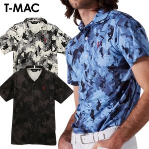 T-MAC ティーマック ゴルフ 昇華転写BRUSH柄 半袖ポロシャツ メンズ 2024春夏 ゴルフウェア 7414174111｜g-zone