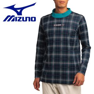 ミズノ ゴルフ チェックジャガードハイネックシャツ 大きいサイズ メンズ E2JA156525｜g-zone