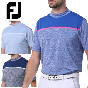 フットジョイ カラーブロック半袖モックネックシャツ メンズ 2024春夏 ゴルフウェア FJ-S24-S24｜g-zone