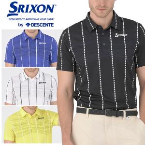スリクソン 松山英樹プロレプリカモデル パネルストライププリントシャツ メンズ 2024春夏 ゴルフウェア RGMXJA15｜g-zone