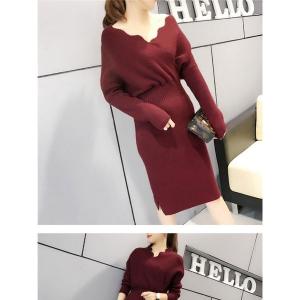 ニットワンピースレディース長袖ロングニットワンピース膝丈大きいサイズチュニックワンピースニットワンピタイト