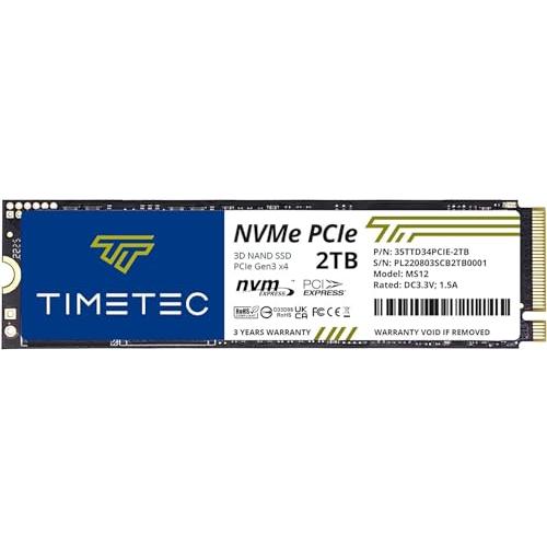 Timetec M.2 2280 NVMe PCIe Gen3x4 8Gb / 秒 3D NAND内...