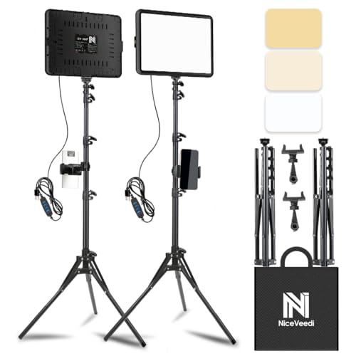 NiceVeedi 2パック撮影用ライト LEDビデオライト 写真スタジオ撮影 2800-6500K...