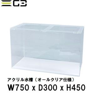 アクリル水槽 W750xD300xH450（板厚：側面5mm・底面4mm） 75cmクリアタンクワイド水槽｜g3aqualab