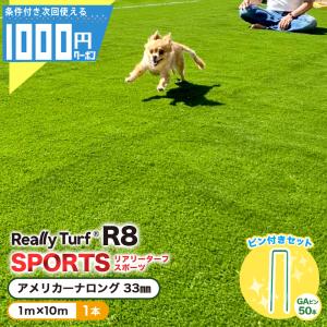 人工芝 ロール 1m×10m ピン付 10平米 芝丈 33mm 芝生 GF リアリーターフ R8 スポーツ GAピン付 ■法人限定(条件付き個人可)