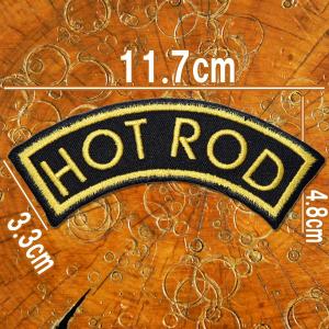 刺繍アイロン ワッペン アップリケ パッチ【Hot Rod】ホットロッド・アメ車 カスタム スラング 英語 アメカジ アメリカン 飾り 手芸 黒 黄