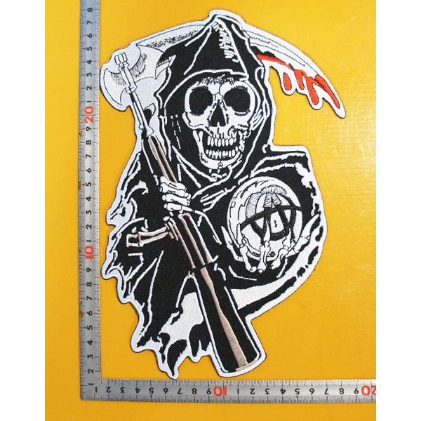 大きな刺繍アイロンワッペン・アップリケ・パッチ【死神・DEATH GOD】大きい ロック パンク ス...