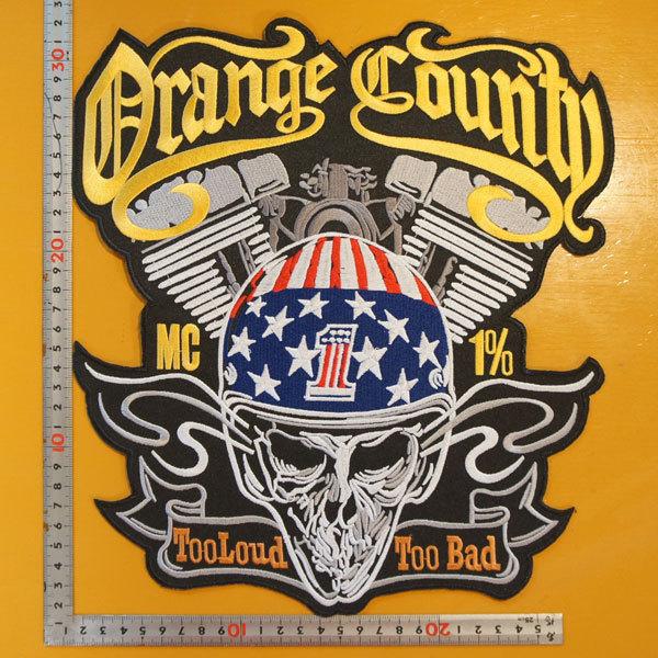 大きいワッペン 刺繍アイロンワッペン【スカル・Vツインエンジン】エボリューション ツインカム アメリ...