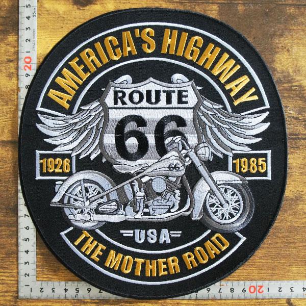 大きな刺繍アイロンワッペン アップリケ パッチ【AMERICA'S HIGWAY/アメリカのハイウェ...