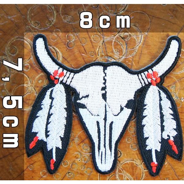 刺繍 アイロン ワッペン【バッファロー/水牛】白 インディアン ネイティブアメリカン アニマル 動物...