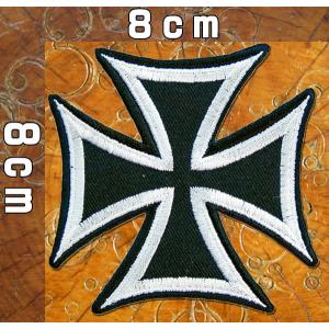 刺繍アイロン ワッペン【アイアンクロス・チョッパー】赤 黒 /バイカー