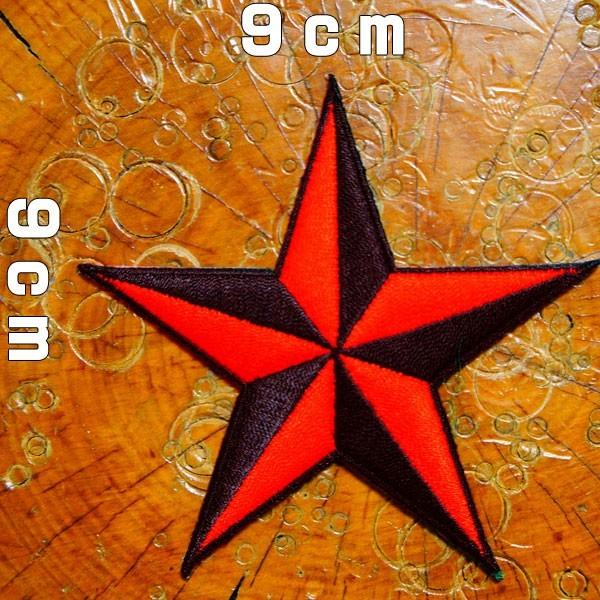 刺繍アイロンワッペン【トラッドスター 星】赤 黒 ノーティカルスター オールドスクール アメカジ タ...