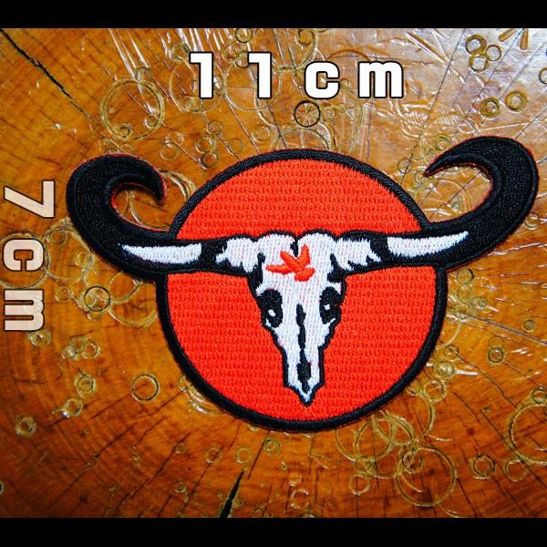 刺繍アイロン ワッペン アップリケ 【バッファロースカル】アメリカン  ネイティブアメリカン カウボ...
