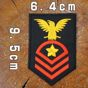 刺繍アイロンワッペン【アメリカ海軍ワッペン】黒地x白鷲 米軍階級章