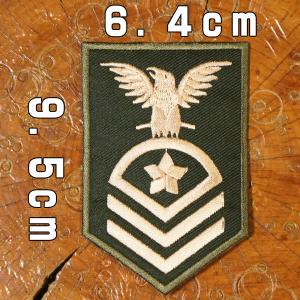 刺繍アイロンワッペン【アメリカ海軍ワッペン】黒地x白鷲 米軍階級章