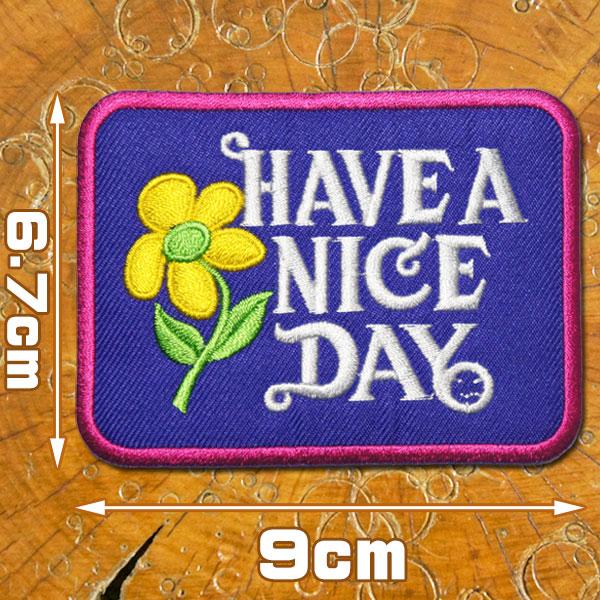 刺繍 アイロン ワッペン【Have A Nice Day】紫 良い一日を。アメカジ 文字 字 英語 ...