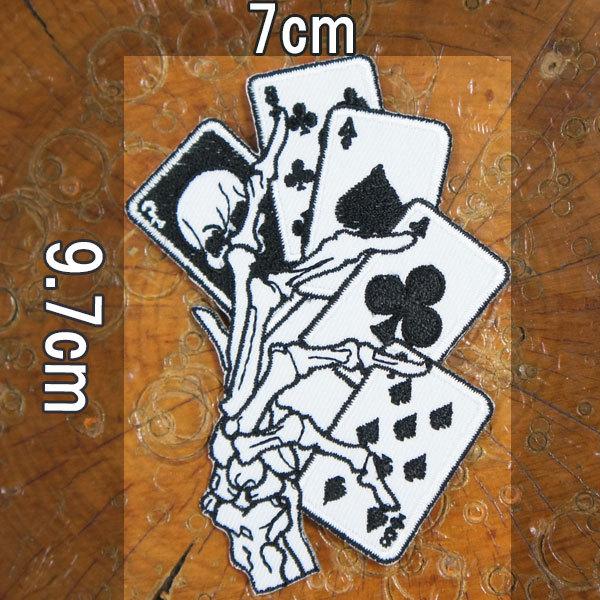刺繍アイロンワッペン パッチ【スカルマジシャン】サイコビリー ドクロ ポーカー フルハウス  スカル...
