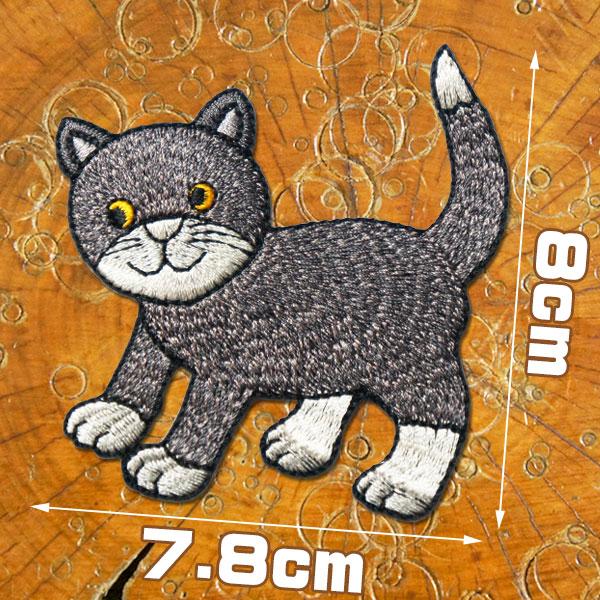 刺繍アイロンワッペン アップリケ パッチ【猫くん】猫 ネコ ねこ 猫柄 動物柄 猫グッズ 猫雑貨 ア...