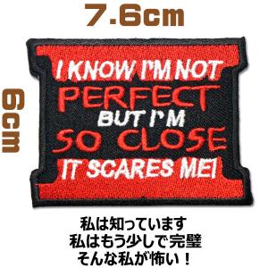 刺繍ワッペン【I KNOW I&apos;M NOT PERFECT BUT NOT SO CLOSE IT ...