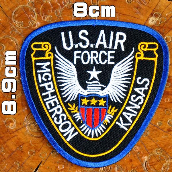 刺繍ミリタリーワッペン【U.S.AIR.FORCE KANSAS 記章】カンザス州 USエアフォース...