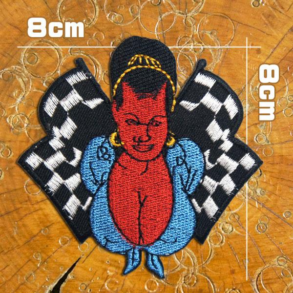 刺繍アイロンワッペン アップリケ パッチ【おっぱいデビル】セクシー レッドデビル サイコビリー 悪魔...