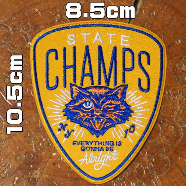 アメカジワッペン 刺繍【STATE CHAMPS 州のチャンピオン】アイロン 接着 猫チャンピオン ...