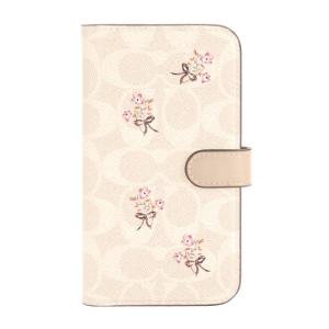 COACH コーチ iPhone12Pro iPhone12 ケース 手帳型 Floral Bow Signature C Sand  ブランド おしゃれ  可愛い 花