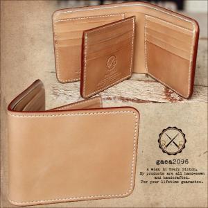 ブライドルレザー ヌメ革 二つ折り 革財布 ミドルウォレット