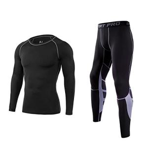 Sillictor コンプレッション ウェア 上下 セット メンズ 半袖 シャツ ＋ ハーフ パンツ  ブラック 323+yc3030blk-2XL