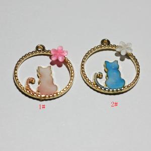 ネコとお花のチャーム 4個入りの商品画像