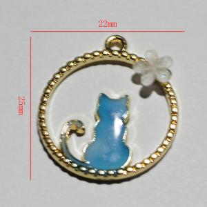 ネコとお花のチャーム 4個入りの詳細画像1