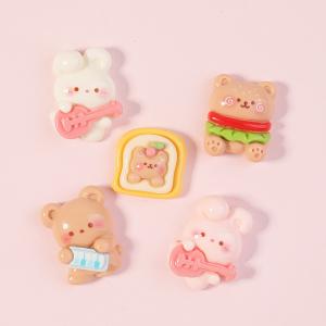 約50個　デコパーツ　樹脂　ウサギ　クマ　動物　音楽　楽器　ランダムミックス　ハンドメイド